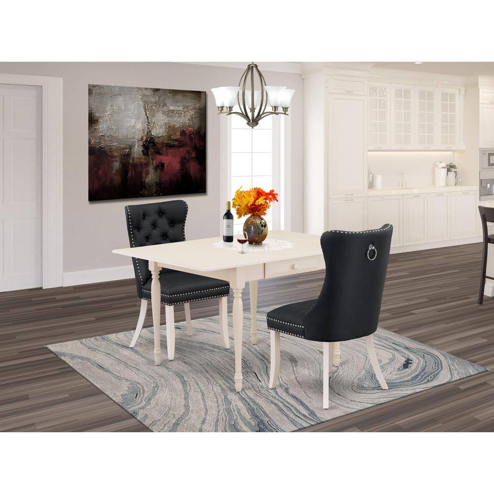 Alt View 3. East West Furniture - 3 Piece Dining Table Set - White.