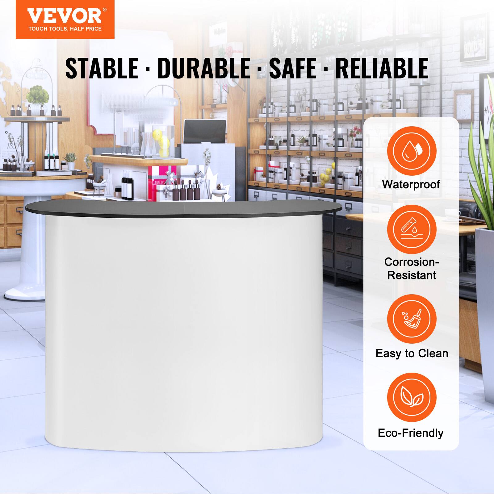 VEVOR  
TOUGH TOOLS, HALF PRICE  

STABLE - DURABLE - SAFE - RELIABLE  

Waterproof  
Corrosion-Resistant  
Easy to Clean  
Eco-Friendly