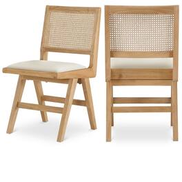 Meridian Furniture - Abby Cream Vegan Leather Dining Side Chair, Set of 2 - Beige