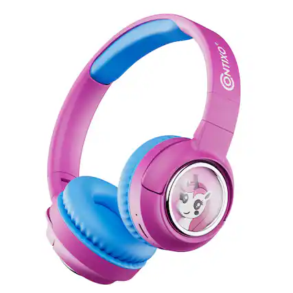 Front. Contixo - Contixo Kids Bluetooth Wireless Headphones, Fun Designs, Safe Volume Limiter, LED Lights, Foldable, Mic - Pink.