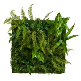 BreeBe - 40" x 40" Mixed Greends Artificial Living Wall - Multicolor 1