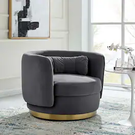 Relish Performance Velvet Swivel Chair by Modway - Gold Gray