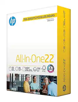 HP - All-In-One22 8.5" x 11" Multipurpose Paper, 22 lbs., 96 Brightness, 750 Sheets/Ream (208850) - Ultra White