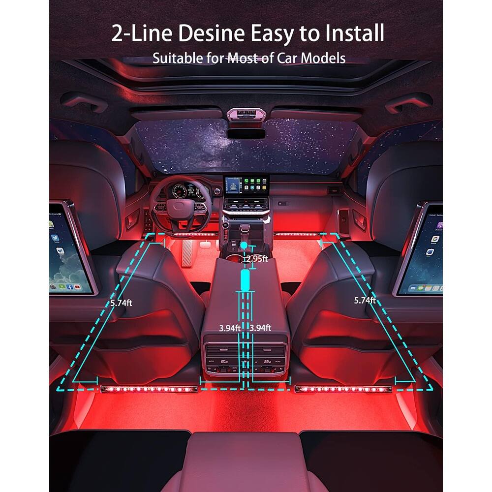 2-Line Design  
Easy to Install  
Suitable for Most Car Models  

T 12.95ft  
A 5.74ft  
5.74ft  
3.94ft  
3.94ft  
As 22
