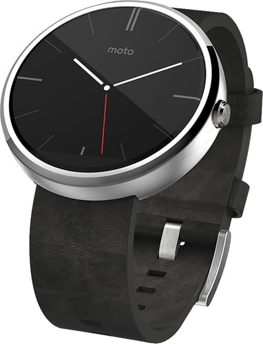 Motorola - Moto 360 Smart Watch for Android Devices 4.3 or Higher - Gray Leather-Front_Standard