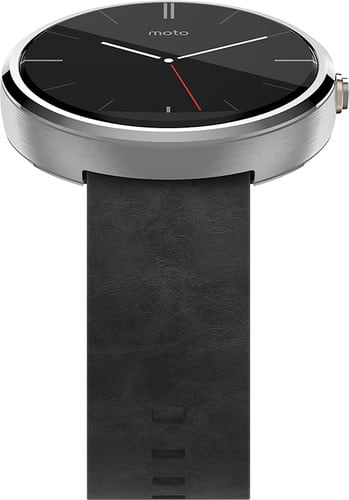 Alt View Standard 2. Motorola - Moto 360 Smart Watch for Android Devices 4.3 or Higher - Gray Leather.