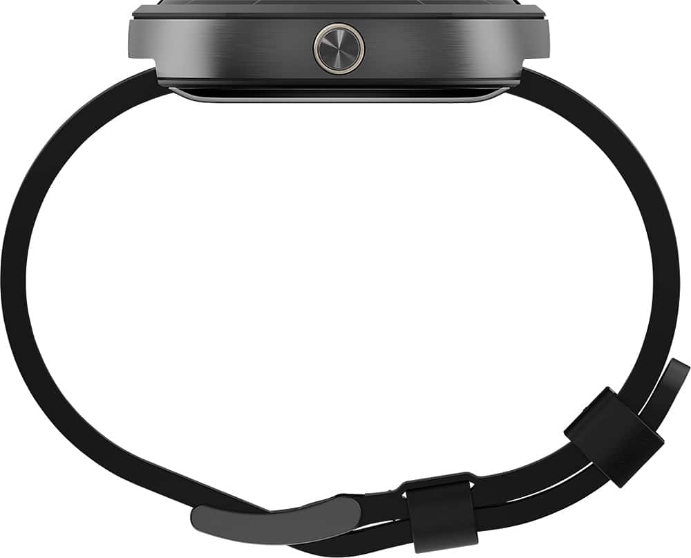 Alt View 3. Motorola - Moto 360 Smartwatch 46mm Stainless Steel - Black Leather.