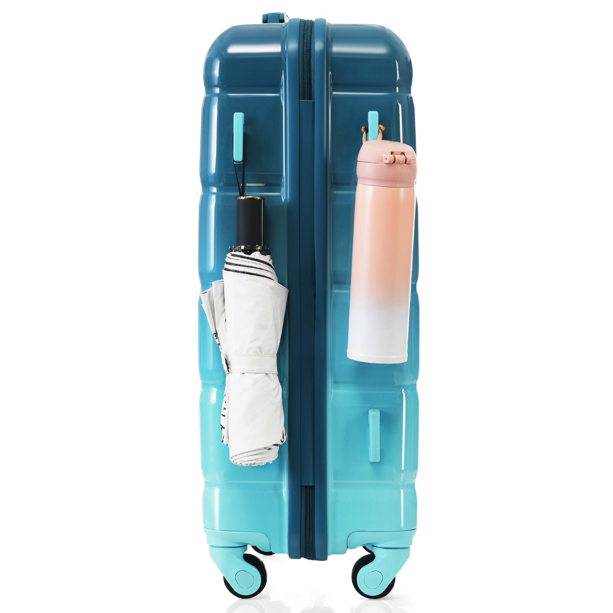 Alt View 5. Ecooso - 20/24/28-Inch 3-Piece Lightweight Hardshell Luggage Set with USB Port, Spinner Wheels, and Side Hooks - Blue.