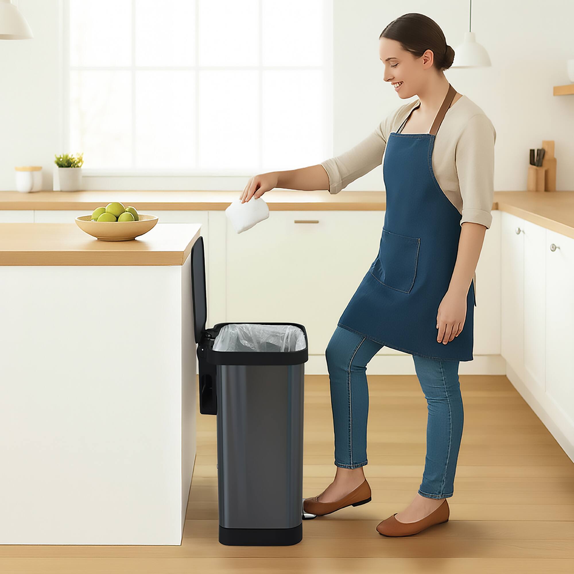 Alt View 7. Glad - Glad Step Trash Can, Soft Close Lid Bin with Odor Protection, 13 Gallon, Pewter - PEWTER.