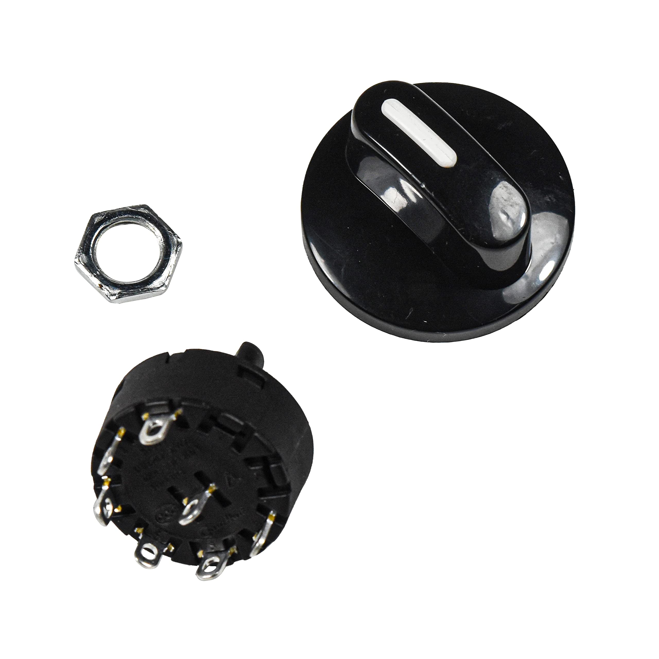 Angle. HQRP - Rotary Switch with Knob - 6-Position SP6T 1-Pole 8 A 120 V AC - black.