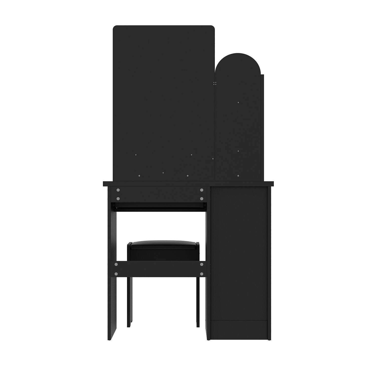 Back. Famapy - Vanity Table with Stool Organized Dresser Beauty Station for Your Daily Routine - Black.
