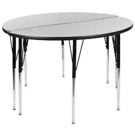 Flash Furniture - Emmy 2 Piece 47.5" Circle Wave Flexible Grey Thermal Laminate Activity Table Set - Standard Height Adjustable Legs - Gray