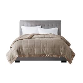 Gracie Mills - Larry All-Season Down Alternative Blanket with Satin Trim - Brown
