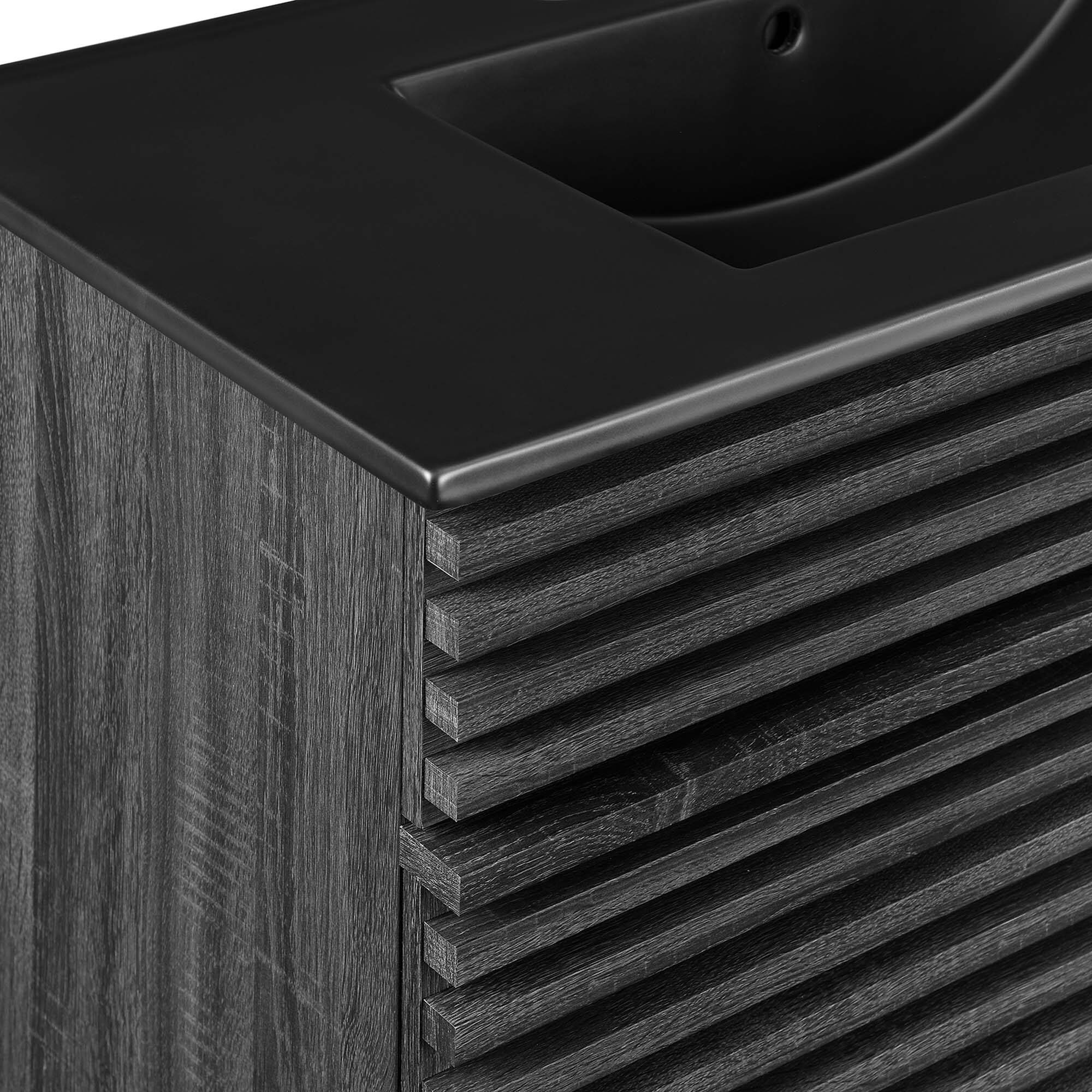 Alt View 5. Modway - Render Bathroom Vanity with Black Basin Included - Charcoal Black.