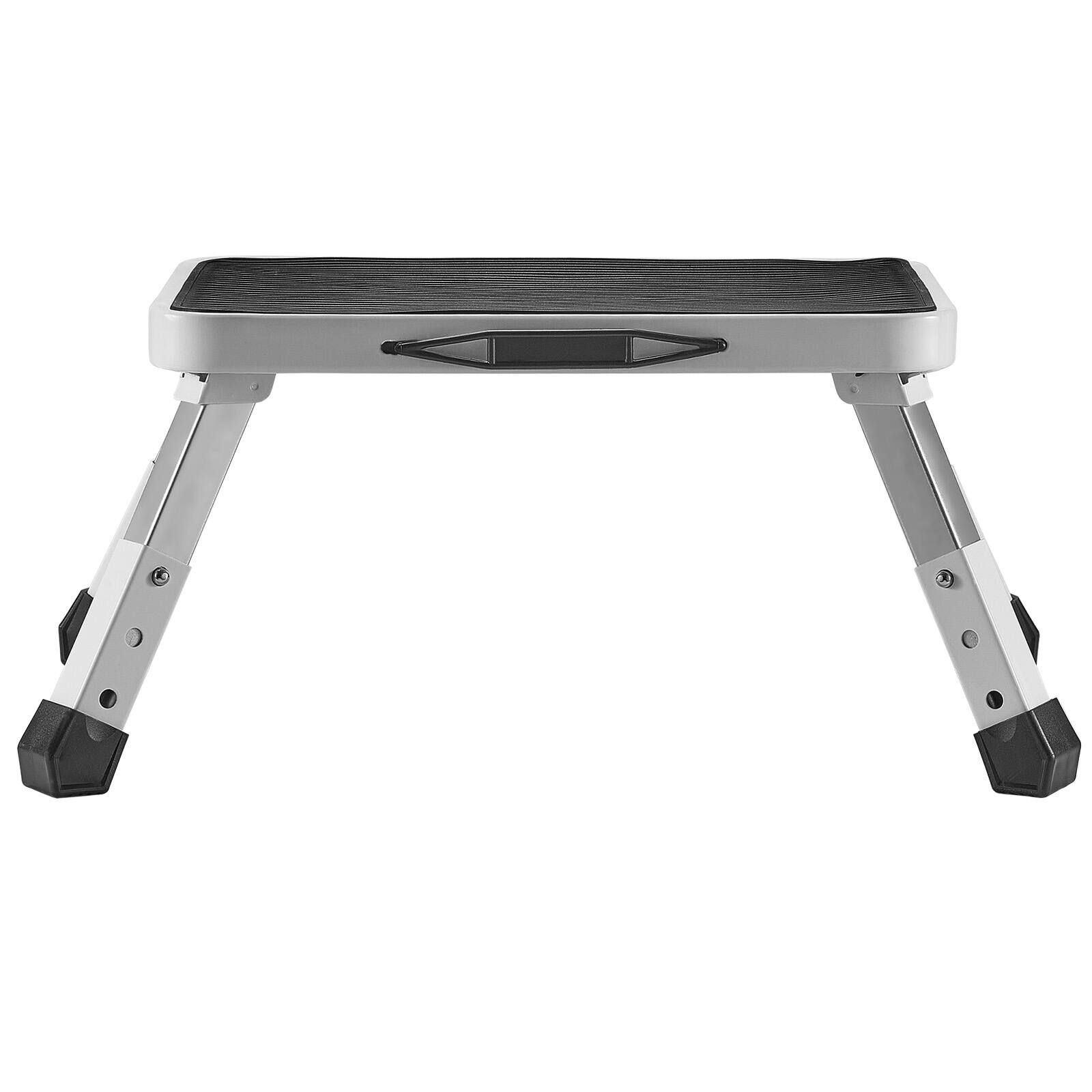Alt View 5. VEVOR - Step Stool 1-Step 330lbs Capacity, Folding Steel Step Ladder 3 Adjustable Height - White,Black.