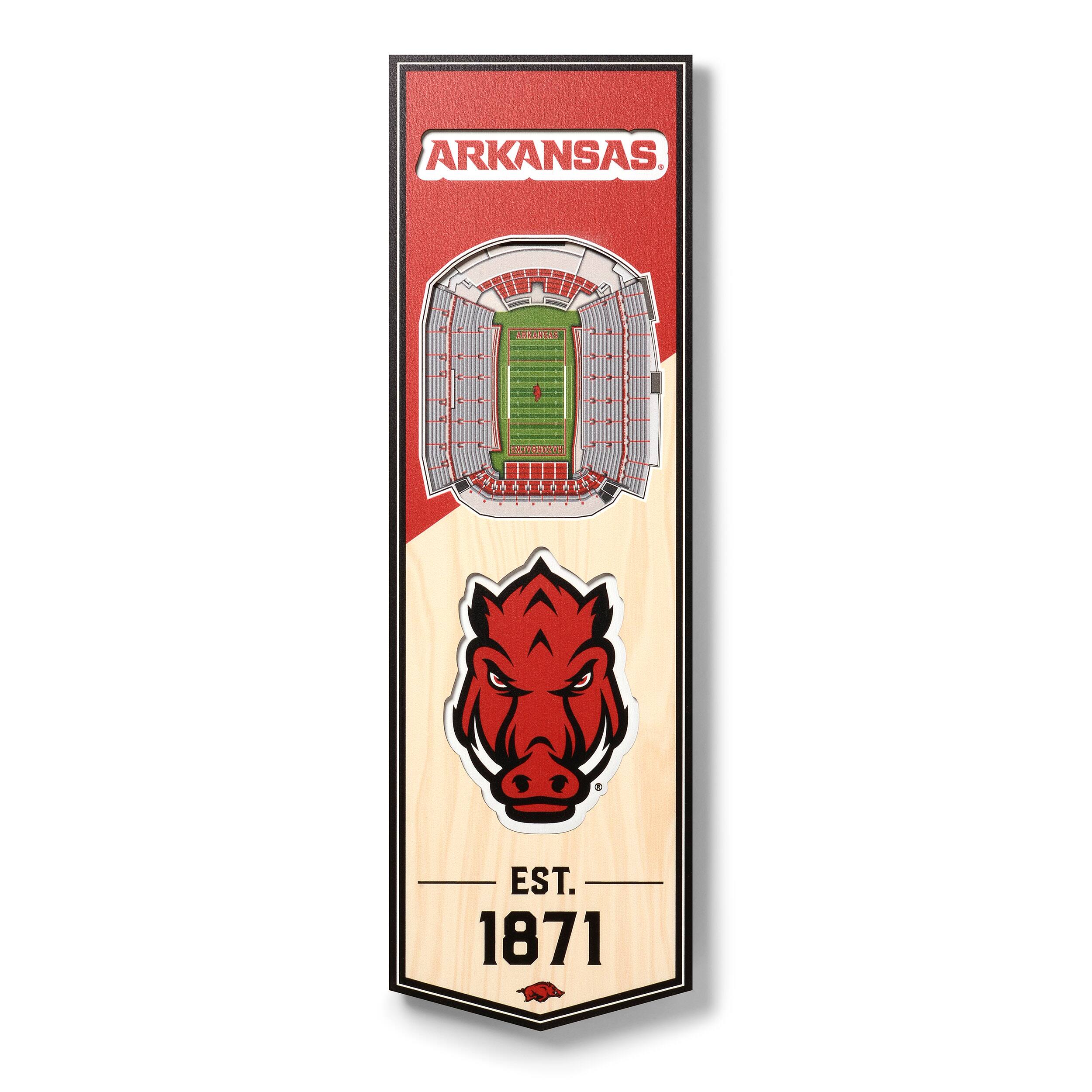 YouTheFan - Arkansas Razorbacks 6'' x 19'' 3D StadiumView Banner - Multicolor