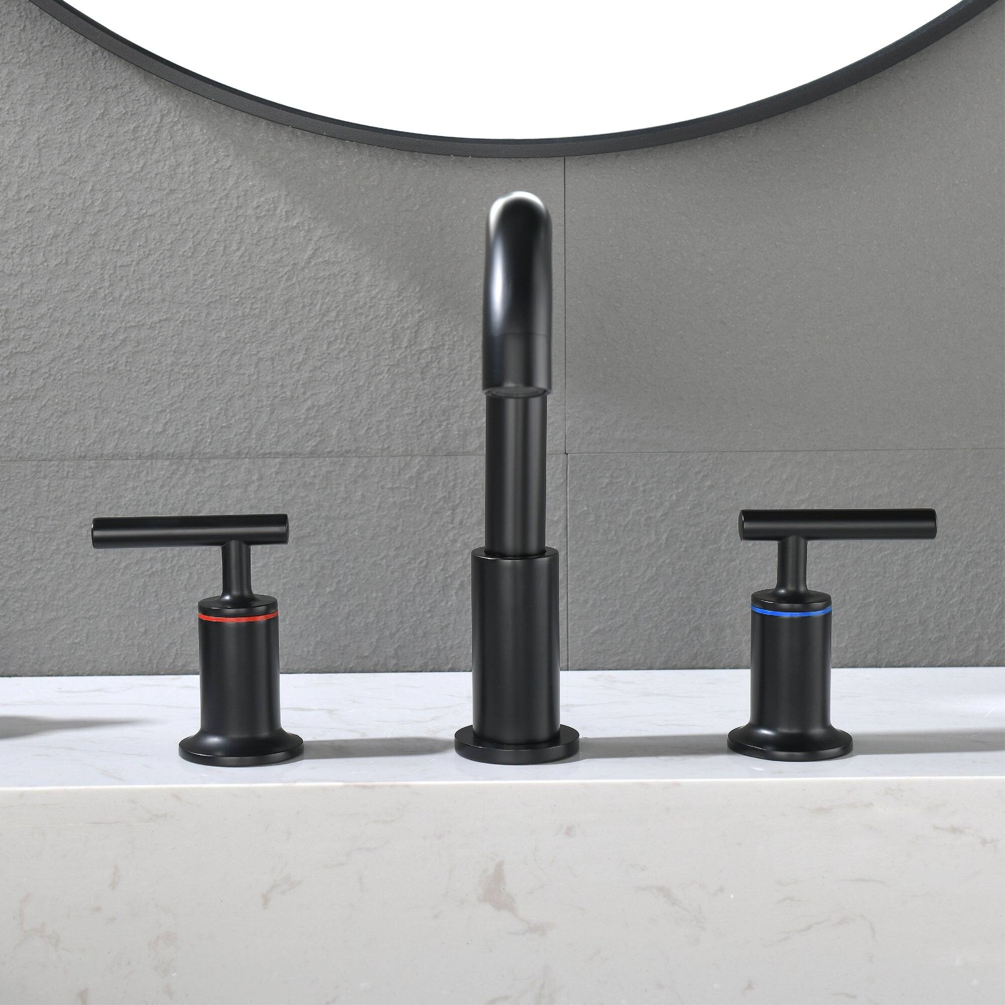 8 in Widespread Double Handle 1.2 GPM Bathroom Faucet with Quick Connect Hose and Water Supply Hose