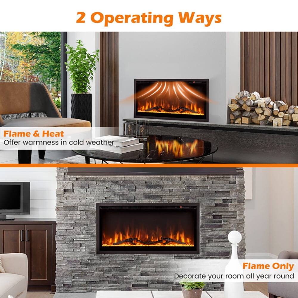 2 Operating Ways

Flame & Heat  
Offer warmth in cold weather

Flame Only  
Decorate your room all year round