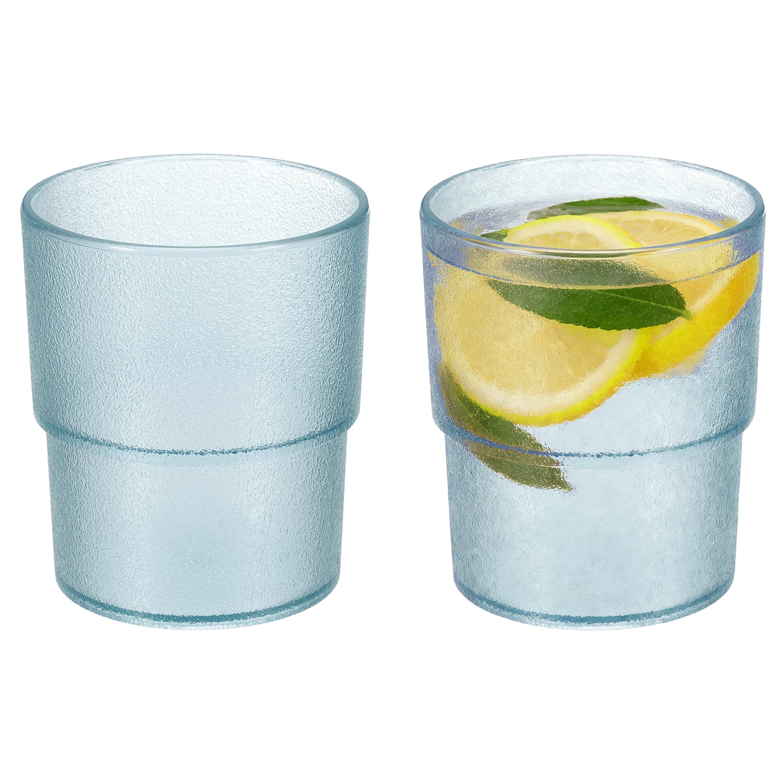 Unique Bargains - 2pcs Clear Acrylic Drinking Glasses, 10.1oz Matte Texture Unbreakable Stackable for Water Juice Beer - Blue