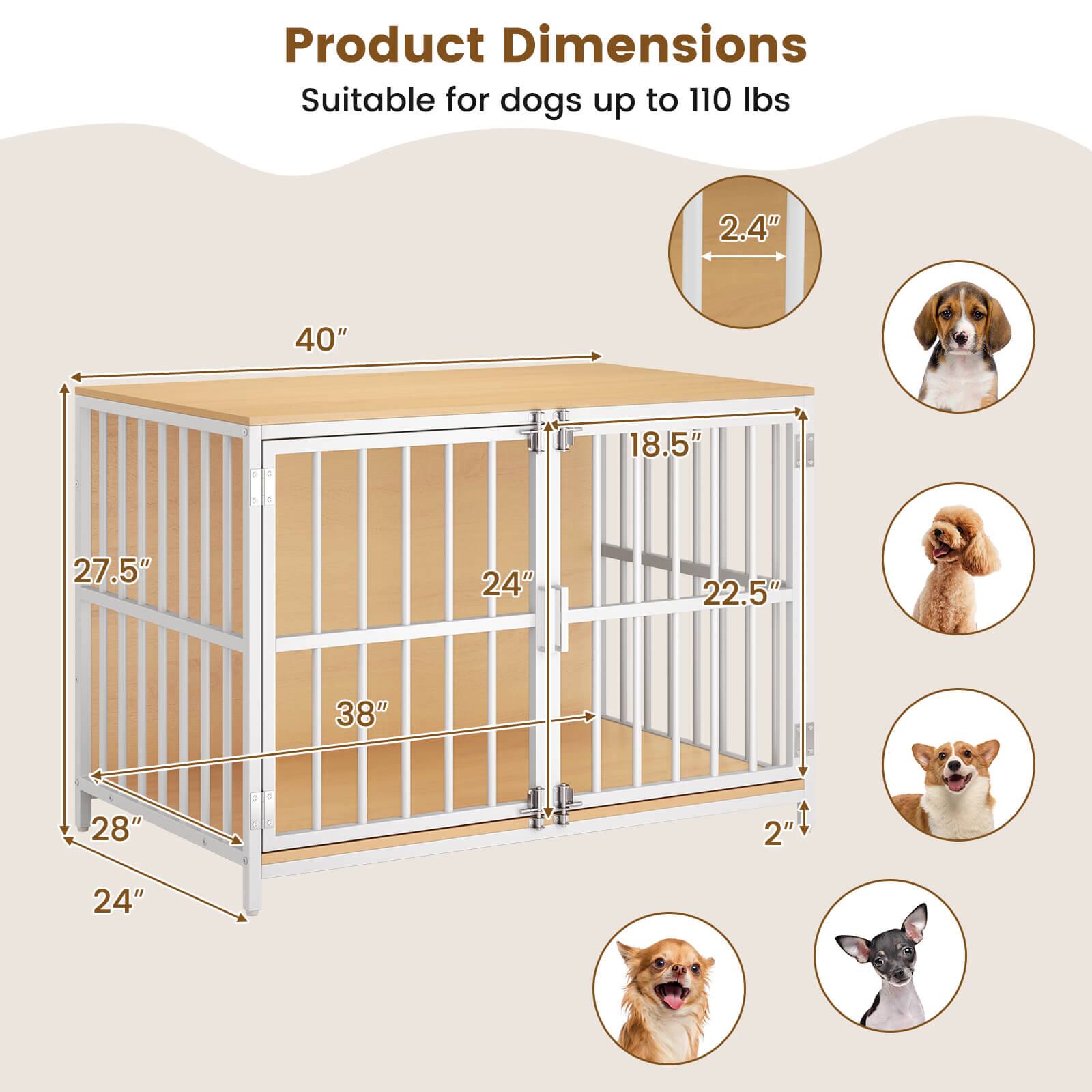 Product Dimensions  
Suitable for dogs up to 110 lbs  

- 40"  
- 27.5"  
- 24"  
- 38"  
- 28"  
- 24"  
- 18.5"  
- 22.5"  
- 2"  
- 2.4"