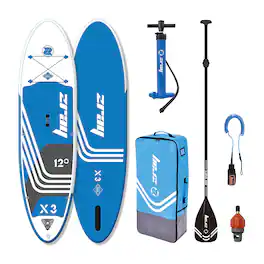 ZRAY - 12' X-Rider Epic X3 Inflatable SUP All Around Paddle Board Kit, /White - Blue