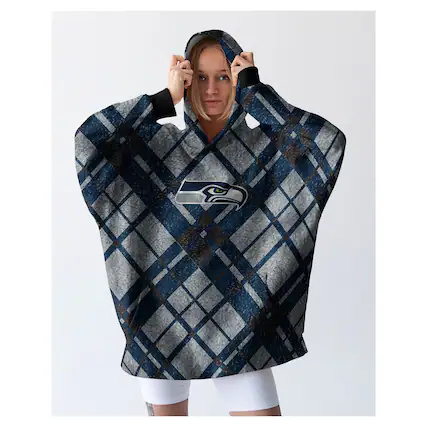 Front. Pegasus - Seattle Seahawks 34" x 34" Digital Dash Sherpa Hooded Fan Cape - Multicolor.