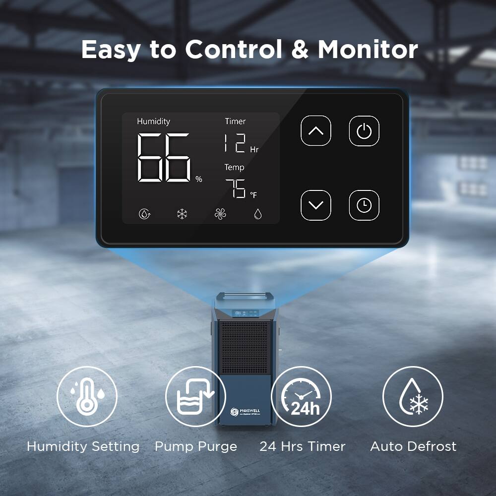 Easy to Control & Monitor

- Humidity: 66%
- Timer: 12 Hr
- Temp: 75°F

Features:
- Humidity Setting
- Pump Purge
- 24 Hrs Timer
- Auto Defrost
