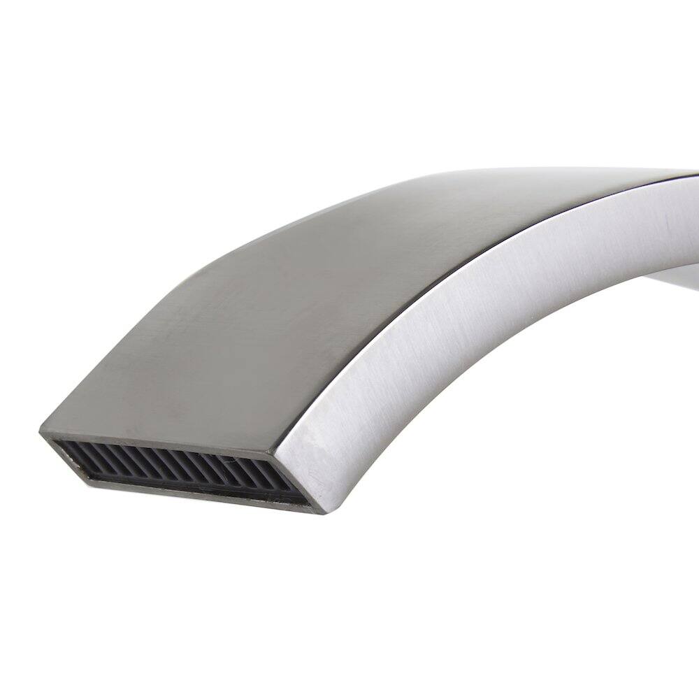 Left. Alfi - Brushed Nickel Square Body Curved Spout Single Lever Bathroom Faucet - Silver.