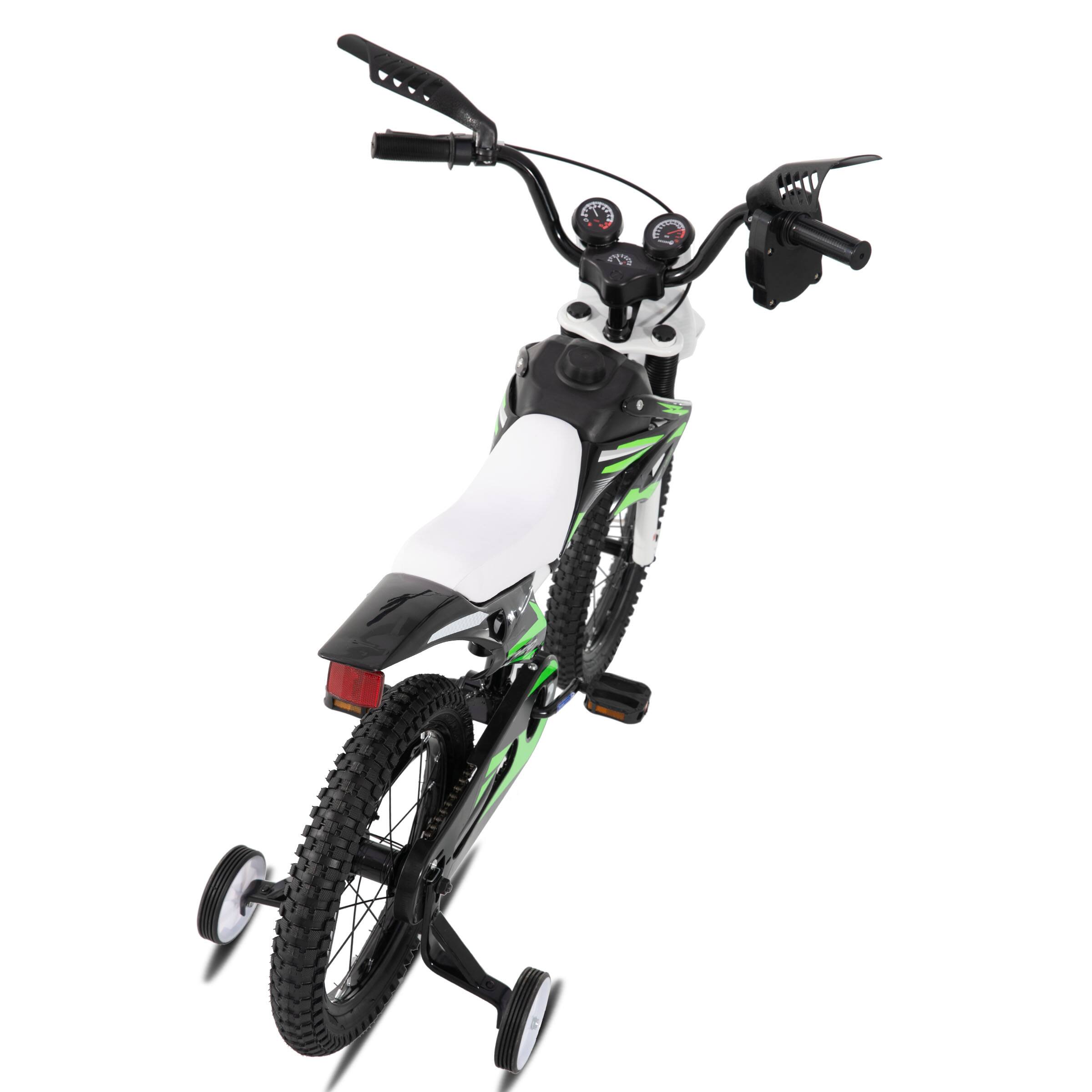 Alt View 2. JOYSTAR - JOYSTAR Thunderbolt 16" Motocross Style Kids Bike for Ages 4-7 Boys Girls, Children Bicycle with Training Wheels, Green - Green.