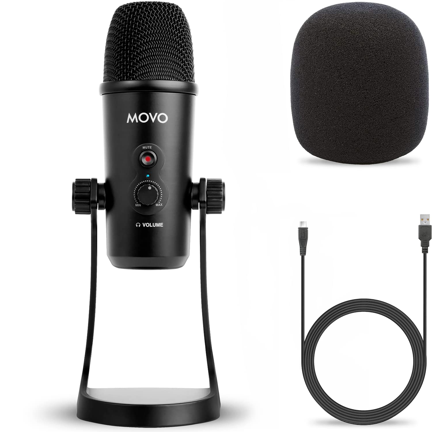 MOVO - UM700 Desktop Studio USB Microphone with Stereo, Cardioid, Omnidirectional, and Bi-Directional Polar Patterns