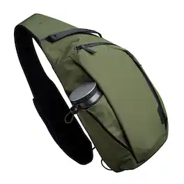 ALPAKA - Crossbody Sling Bag 7.5L (Left Shoulder) for Men, Fits 11" Tablet, Phone Sleeve, Bottle Pocket, Luggage Pass-Through - Green Axoflux 210D