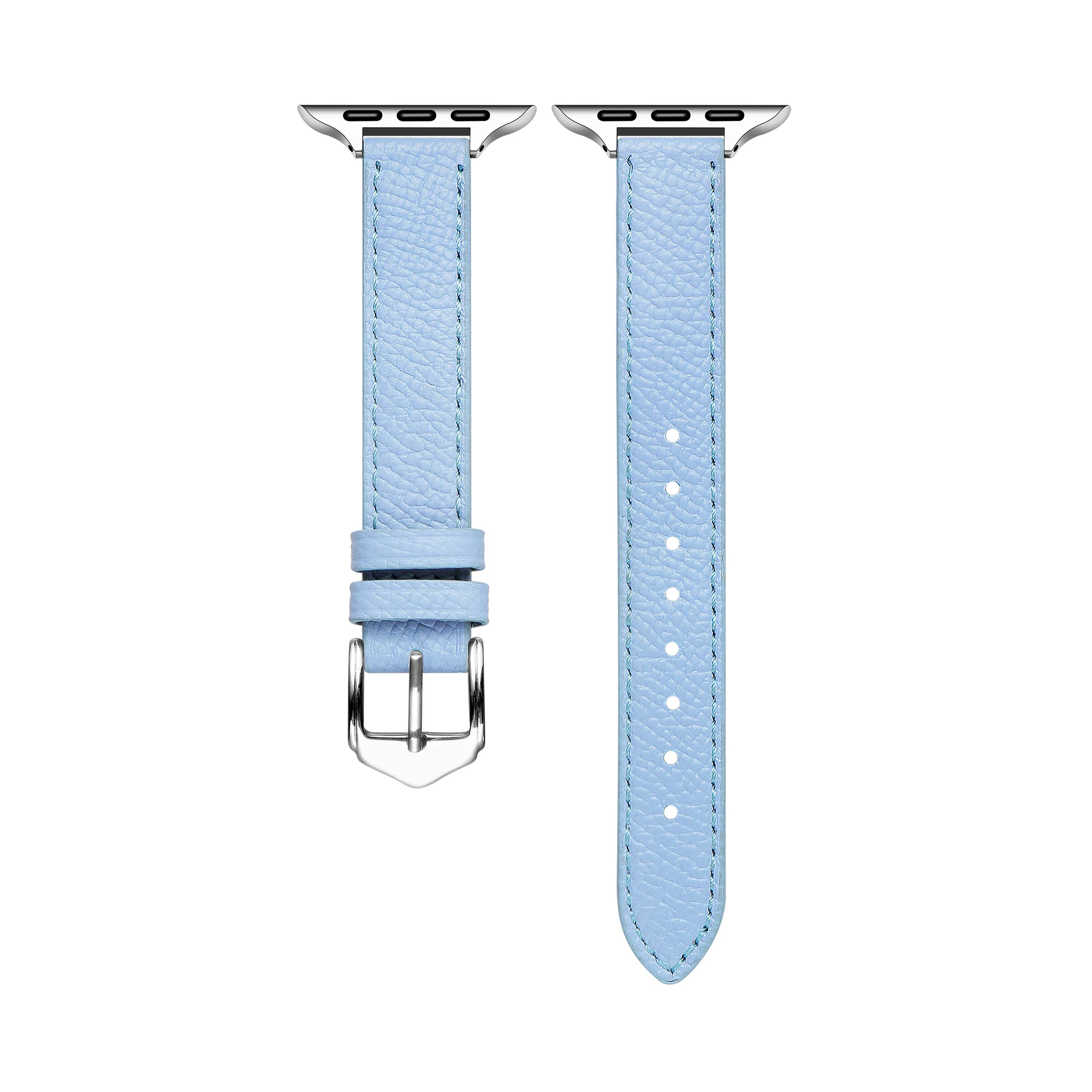 Left. Posh Tech - Cleo Skinny Leather Band for Apple Watch - Ice Blue.