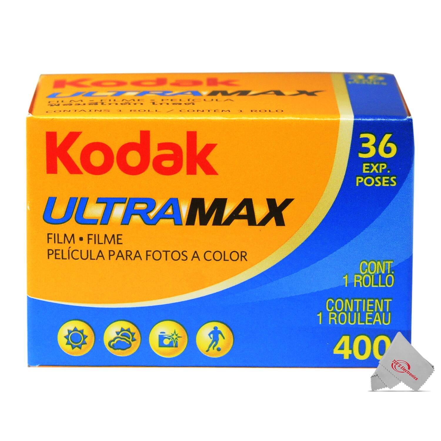 Kodak ULTRAMAX  
FILM • FILME  
PELÍCULA PARA FOTOS A COLOR  
CONTAINS 1 ROLL / CONTIENT 1 ROULEAU  
36 EXP. POSES  
400
