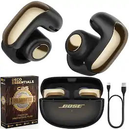 Bundle - Bose - Ultra Open Earbuds Bluetooth Open-Ear Clip-On Headphones + 26-Month Extended Warranty Protection - Desert Gold