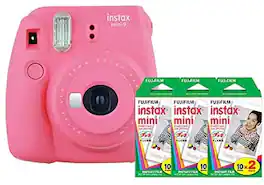 Fujifilm - Instax Mini 9 Instant Camera Kit with (60) Instax Films - Flamingo Pink