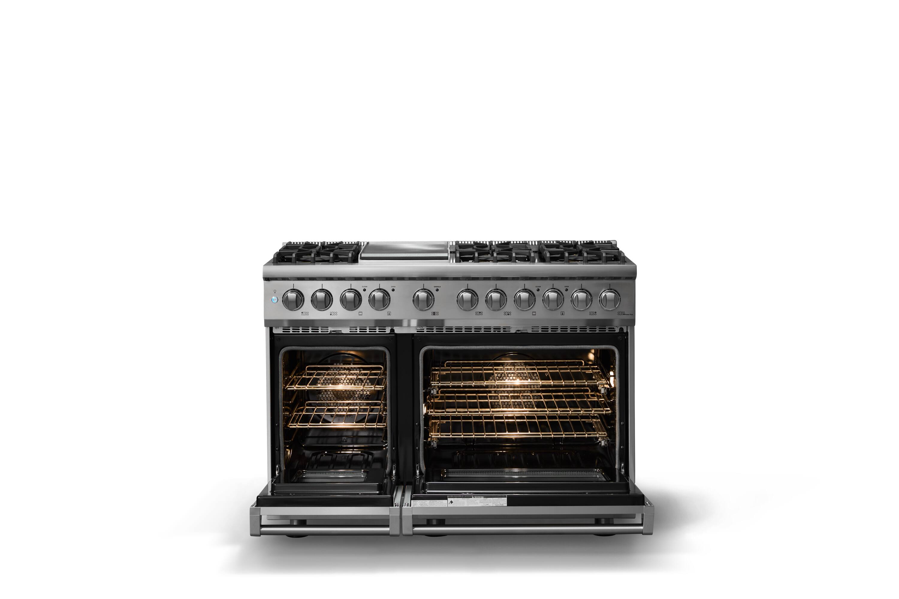 Alt View 2. Viking - 48"W. P5S 7.3 Cu.Ft. Freestanding Self-Clean LP Sealed 6 Burner Dual Fuel Convection Range/Griddle-Stainless Steel - Stainless Steel.