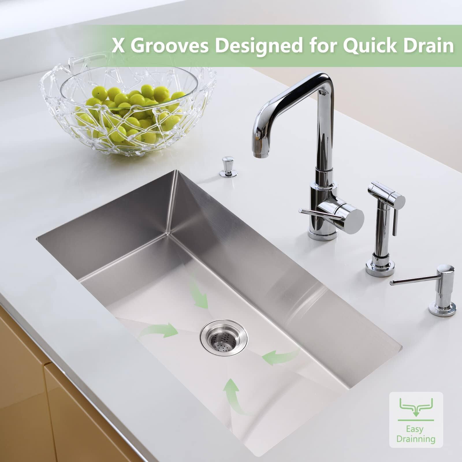 X Grooves Designed for Quick Drain  
Easy Draining