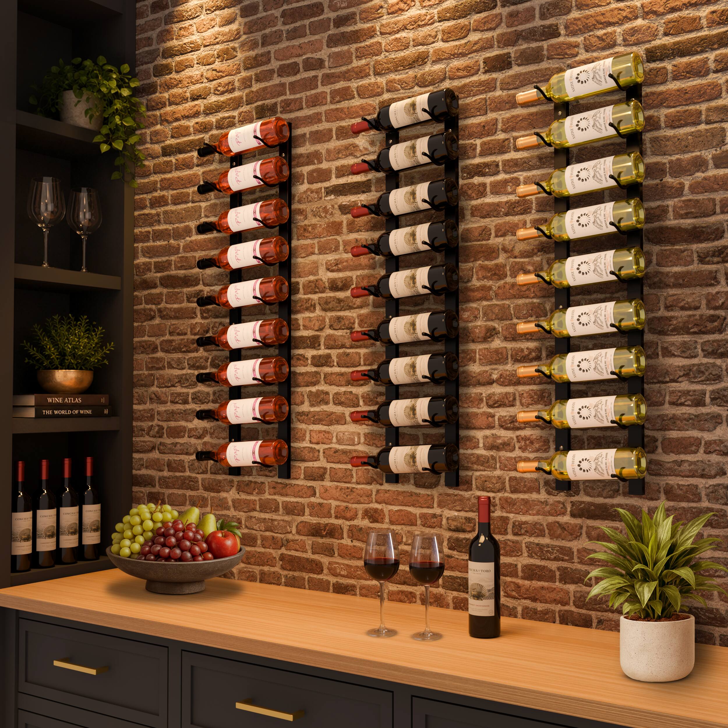 Sorbus Wall Mounted Wine Rack, 9 Bottle Single Row Display, 1 Pack ...
