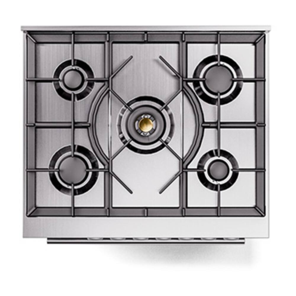 Alt View 2. ILVE - ILVE Professional Plus II Series 30 in. Dual Fuel Range with 5 Sealed Burners (Natural Gas, Satin Trim) - Stainless Steel.