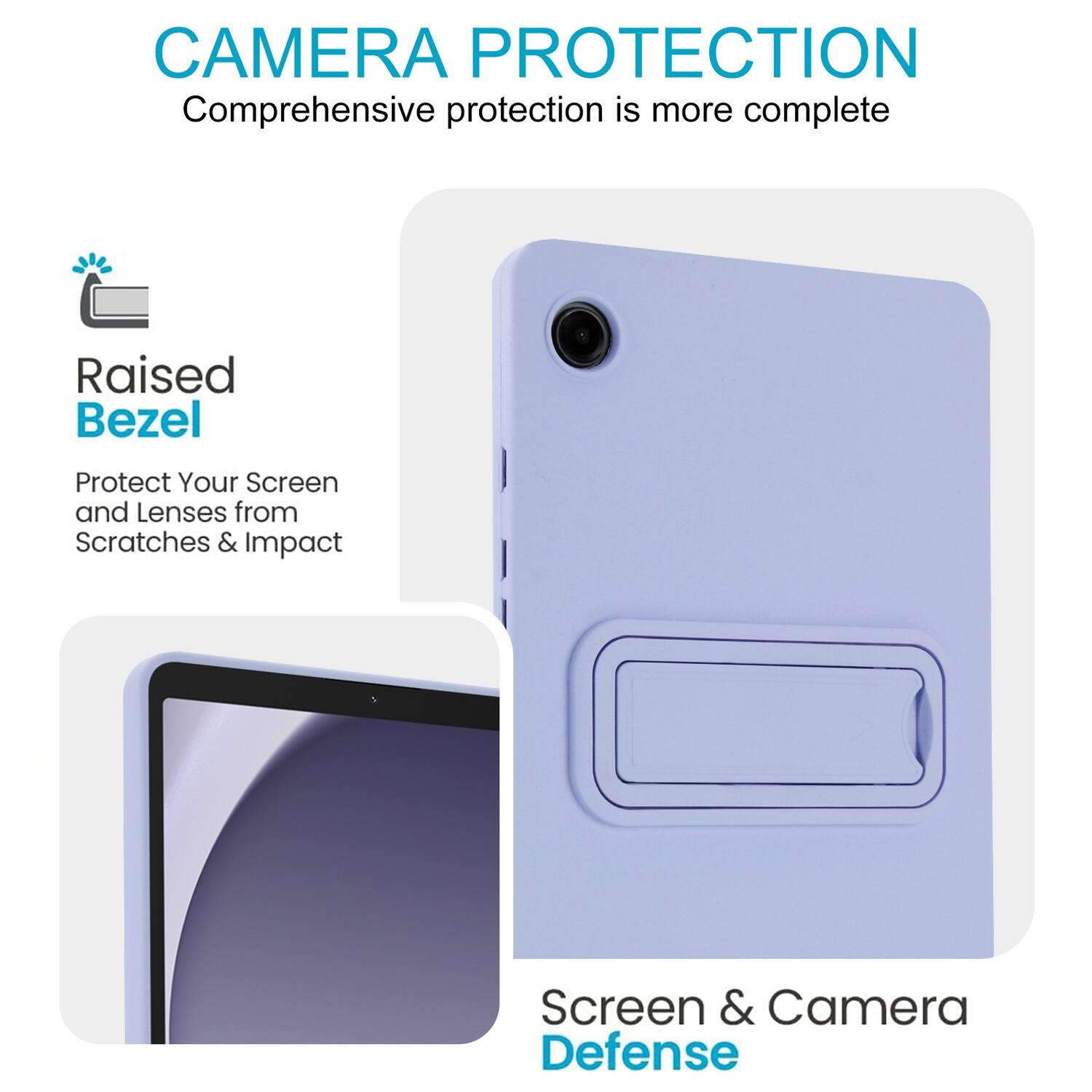 CAMERA PROTECTION  
Comprehensive protection is more complete  

Raised Bezel  
Protect Your Screen and Lenses from Scratches & Impact  

Screen & Camera Defense