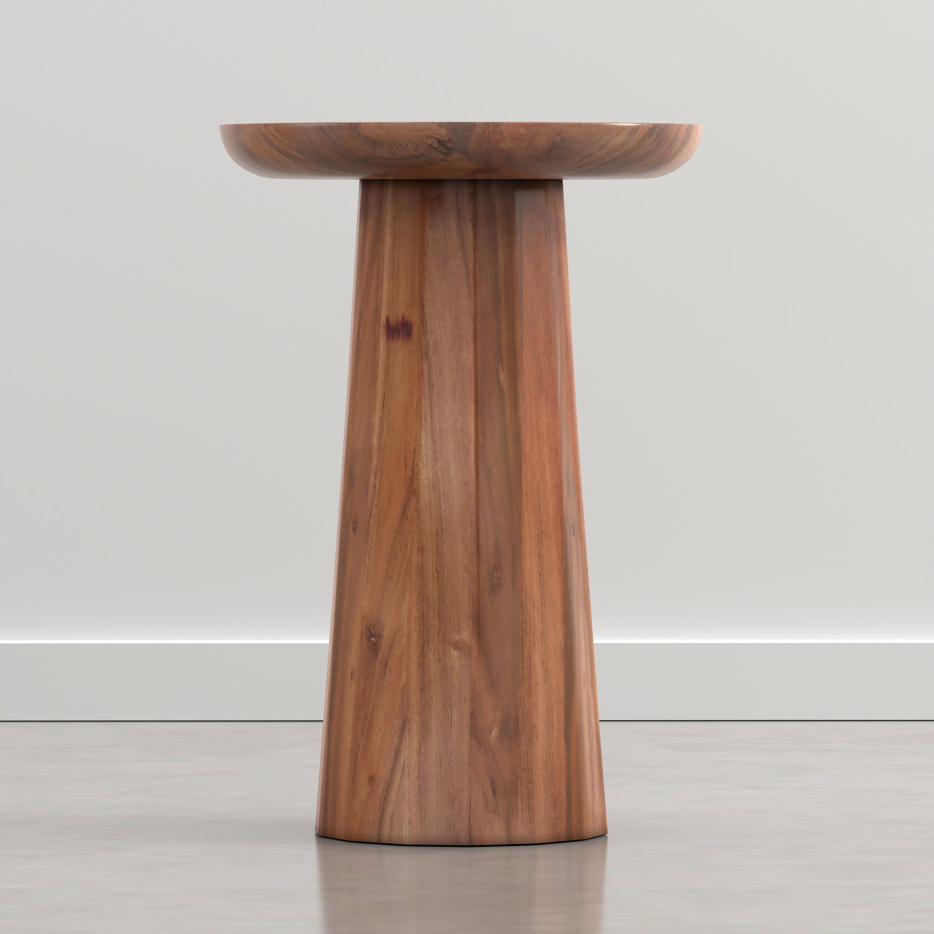 Back. Simpli Home - Dayton 13 inch Wide Solid Wood Round Accent Table, Pecan Brown - Pecan Brown.