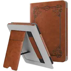 Front. Kitcheniva - Kindle Paperwhite 10th Generation 2018 Case With Hand Strap And Folding Stand Vintage Brown - Vintage Brown.