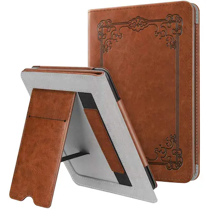Front. Kitcheniva - Kindle Paperwhite 10th Generation 2018 Case With Hand Strap And Folding Stand Vintage Brown - Vintage Brown.