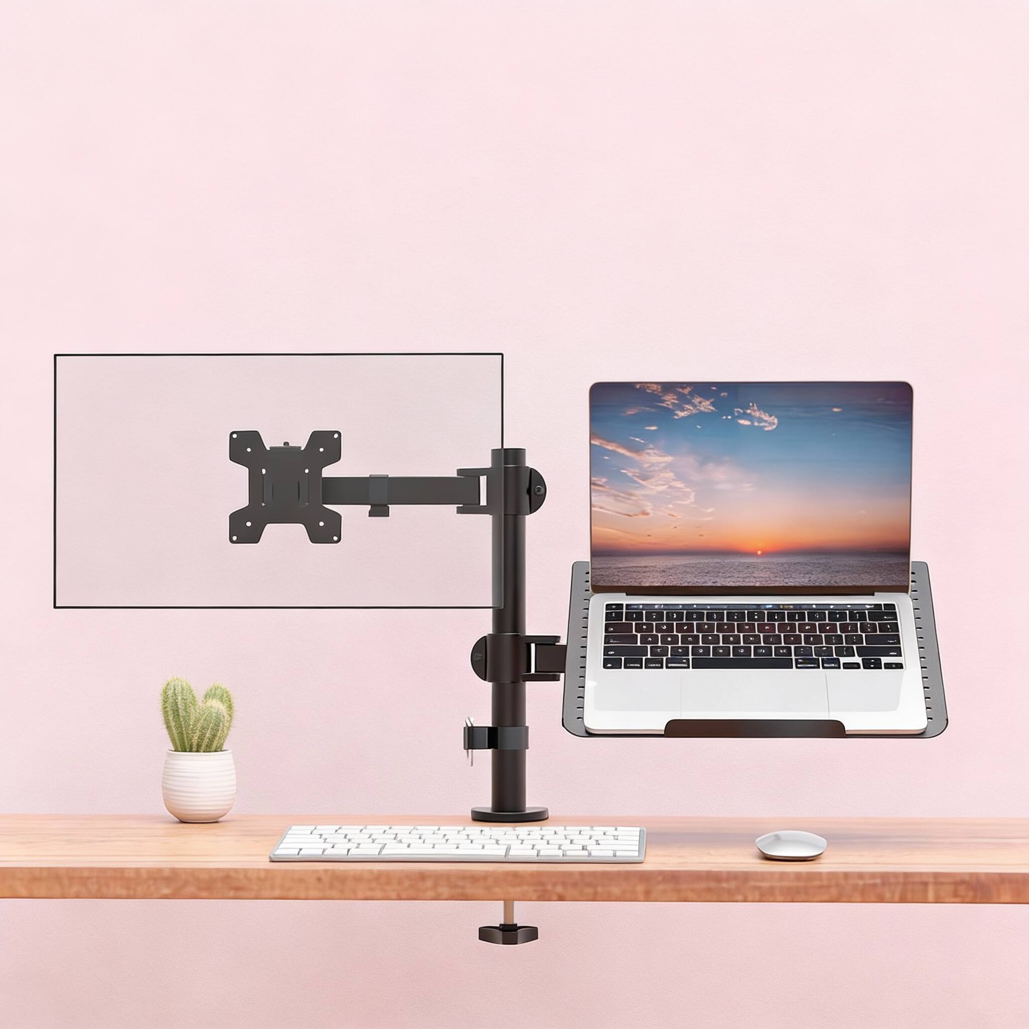 Alt View 2. Frangdom - Laptop Monitor Stand Adjustable Tray - Black Triple Arms Adjustable Monitor Arm.