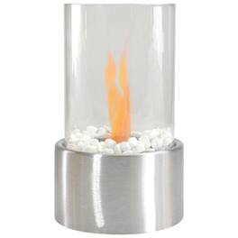 Northlight - Bio Ethanol Round Portable Fireplace with Base - 10.5" - Silver