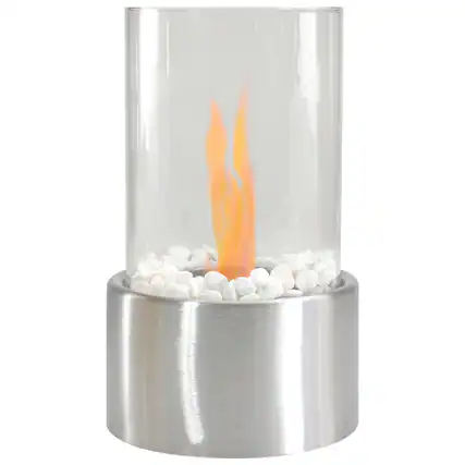 Front. Northlight - Bio Ethanol Round Portable Fireplace with Base - 10.5" - Silver - Silver.