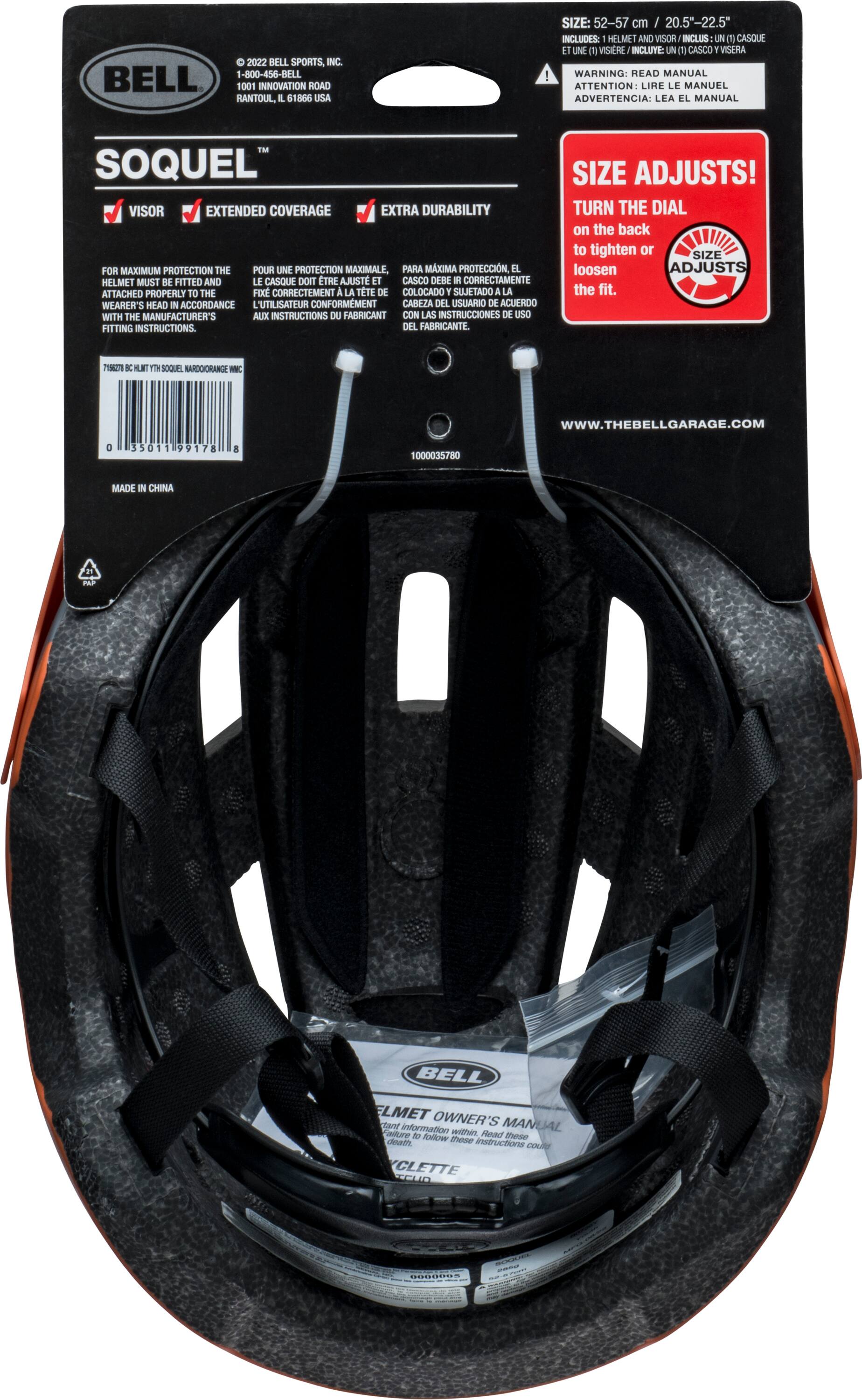 Alt View 16. Bell - Soquel Helmet for Bike and Scooter - BATTLESHIP NARDO/BURNT ORANGE.