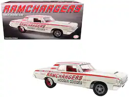 ACME - 1964 Dodge 330 "Ramchargers" White with Red Graphics and Stripes Limited Edition to 504 pieces Worldwide 1/18 - White And Red