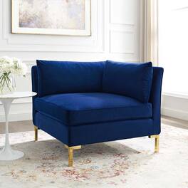 Ardent Performance Velvet Sectional Sofa Corner Chair by Modway - Navy