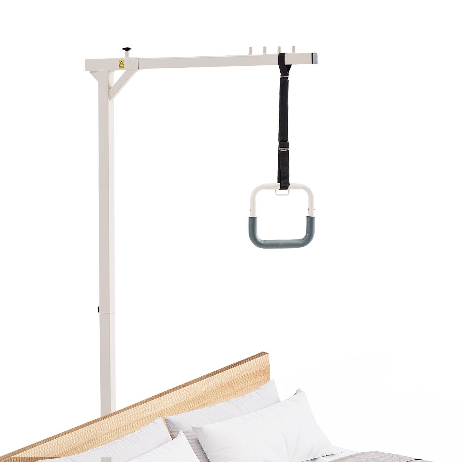 Alt View 5. VEVOR - Trapeze Bar for Bed Mobility, Heavy-Duty Steel Free Standing Trapeze Bar 250 LBS Weight Capacity, Hospital Bed Pull Up - White.